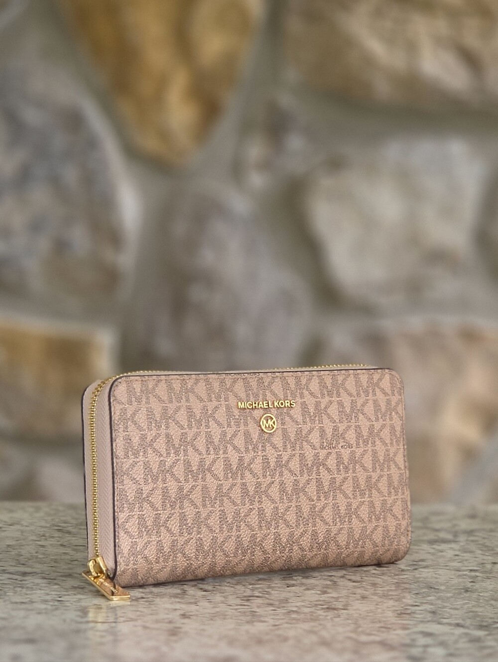 Michael Kors Jet Set Logo Medium Rose Gold Wallet